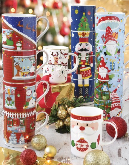 Nuova R2S ~ 4 db. 275 ml-es "Christmas Neighbours" porcelán bögre készlet