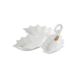  Nuova R2S - 22 x 20 cm -es "HOLLY&BERRIES WHITE" porcelán előétel tányér