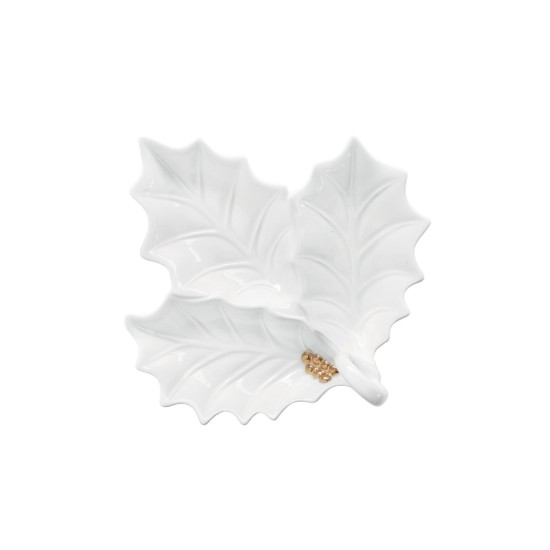  Nuova R2S - 22 x 20 cm -es "HOLLY&BERRIES WHITE" porcelán előétel tányér