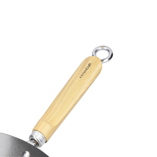 Wok serpenyő fa nyéllel, 30 cm, szénacél - a Kitchen Craft márkától