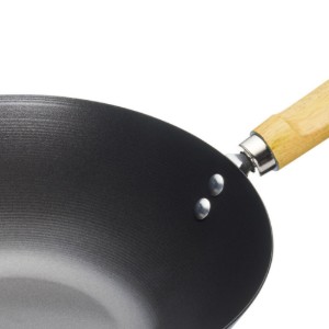 Wok serpenyő fa nyéllel, 30 cm, szénacél - a Kitchen Craft márkától