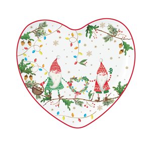 Nuova R2S - 20 x 19 cm -es "READY FOR CHRISTMAS" porcelán szív alakú tányér