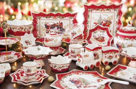Nuova R2S - 35 x 23 cm-es porcelán tálalótálca - "KARÁCSONYI EMLÉKEK" motivummal