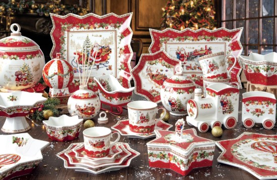 Nuova R2S - 35 x 23 cm-es porcelán tálalótálca - "KARÁCSONYI EMLÉKEK" motivummal