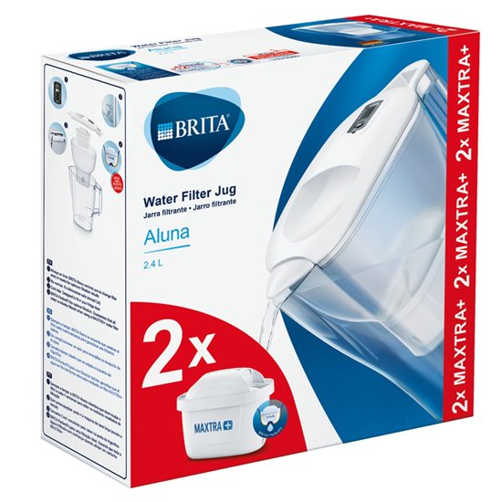 BRITA - 2.4 literes - fehér - Aluna vízszűrő kancsó, 2 db Maxtra+  szűrővel