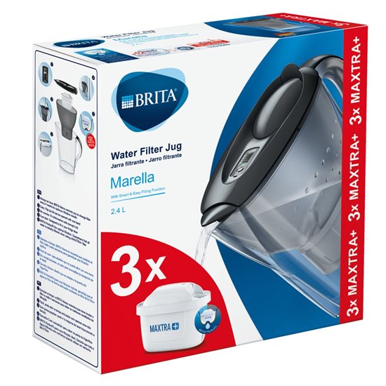 BRITA - 2,4 literes (szürke) Marella kezdőcsomag + 3 db Maxtra+ szűrőbetét