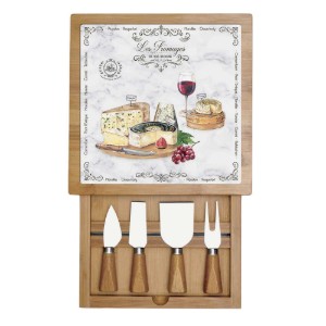 "Les Fromages" 6 részes sajtos tálalókészlet, 25,5 x 25,5 cm - Easy Life