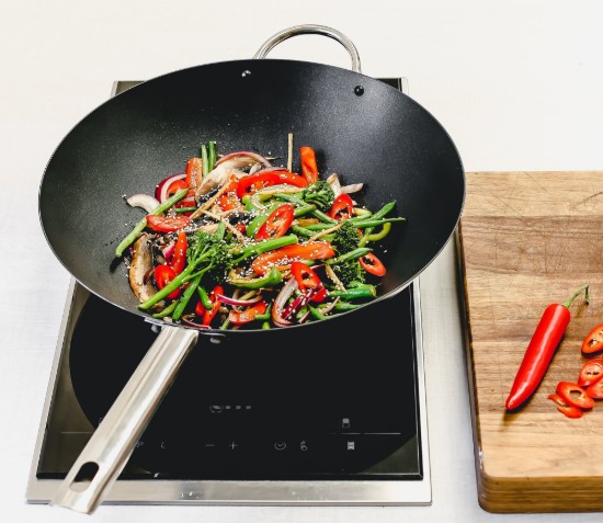 Kitchen Craft wok serpenyő, szénacél, 35,5 cm, “MasterClass”