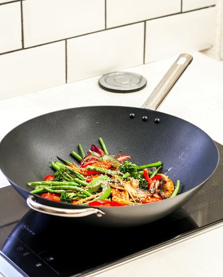 Kitchen Craft wok serpenyő, szénacél, 35,5 cm