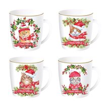Nuova R2S - 350 ml -es "Christmas Cats" porcelán bögre