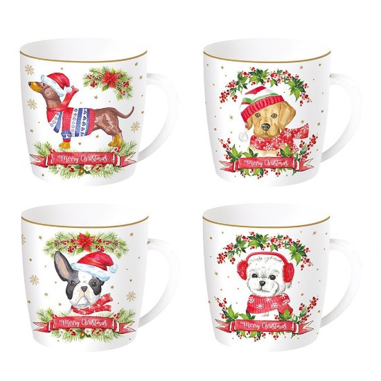 Nuova R2S - 350 ml -es "Christmas Dogs" porcelán bögre