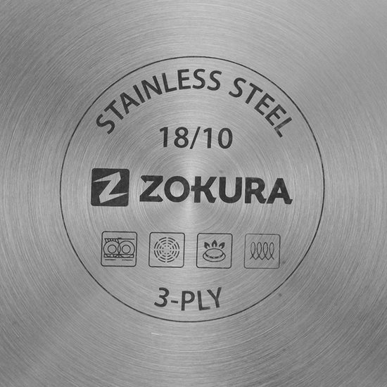 Zokura - 30 cm / 5 literes 3 rétegű tapadásmentes, rozsdamentes acél - wok serpenyő
