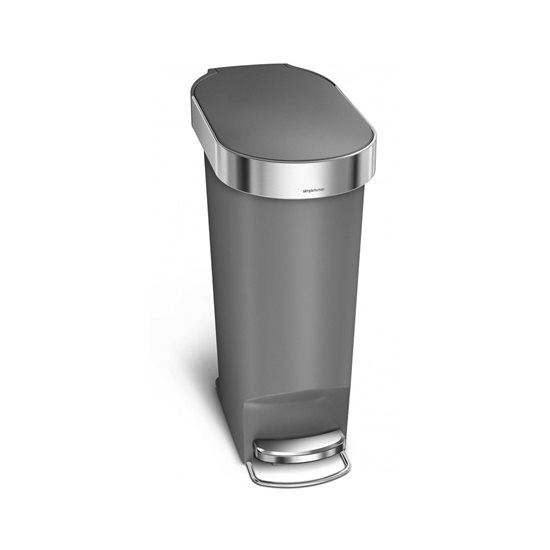 Simplehuman - Grey/Szürke ~ Slim/Vékony ~ 40 literes műanyag szemetes, pedállal