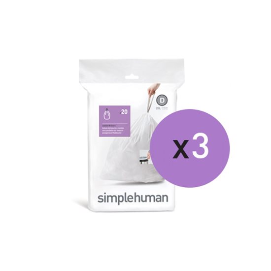 Simplehuman - D kódú 60 db / 20 L -es műanyag szemeteszsákok