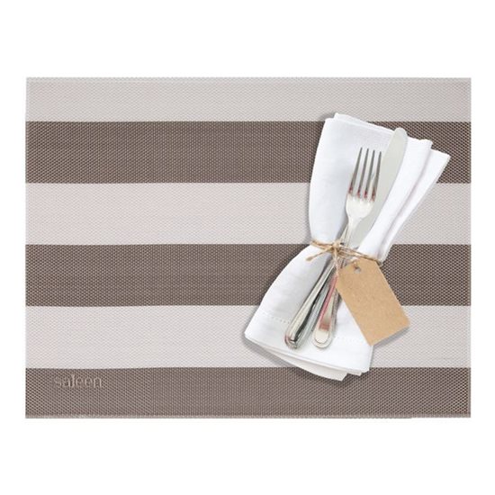 "Stripes" asztali szőnyeg, 42 x 32 cm, vinil, bézs/fehér - Saleen