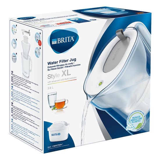 BRITA Style XL Maxtra+ 3.6 L-es szűrke vízszűrő kancsó