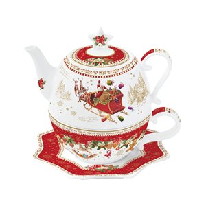 Nuova R2S - 450 ml-es porcelán tea kiszolgáló készlet - "KARÁCSONYI EMLÉKEK" motivummal