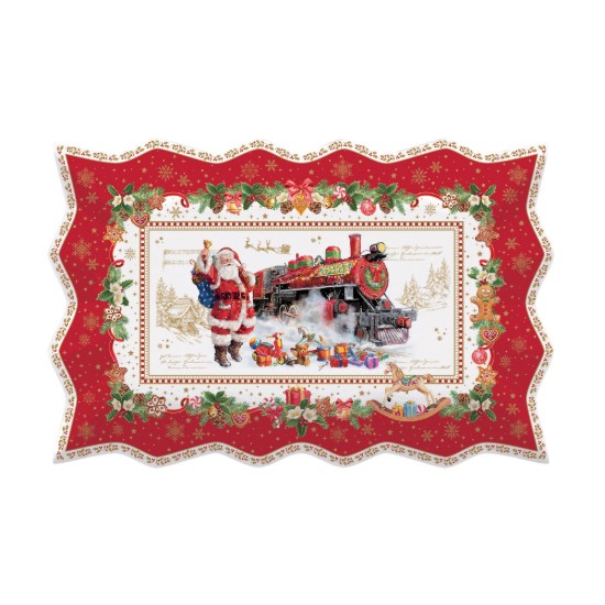 Nuova R2S - 35 x 23 cm-es porcelán tálalótálca - "KARÁCSONYI EMLÉKEK" motivummal