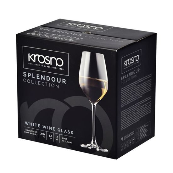 6 db-os fehérboros pohár készlet, kristályüveg, 200ml, "Splendour" - Krosno