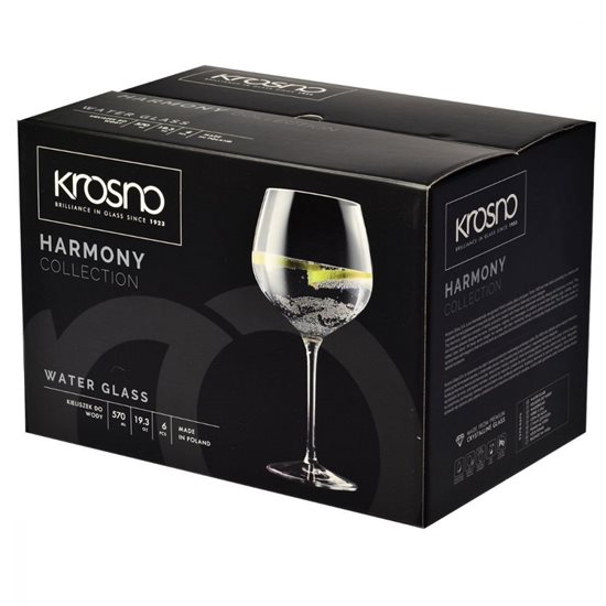 6 db-os vizespohár készlet, kristályos üveg, 570ml, "Harmony" - Krosno