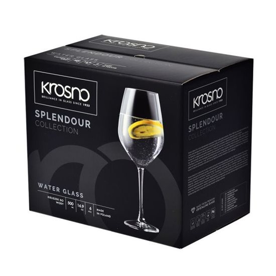 6 db-os vizespohár készlet, kristálytüveg, 500ml, "Splendour" - Krosno