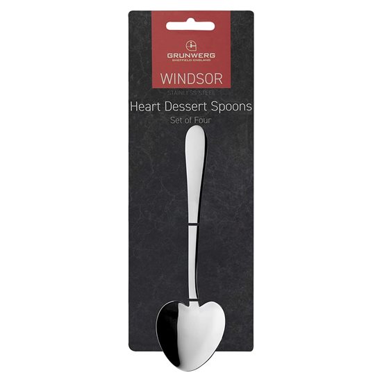Grunwerg ~ 4 db. "Windsor" - szív alakú rozsdamentes acél desszert kanál készlet 