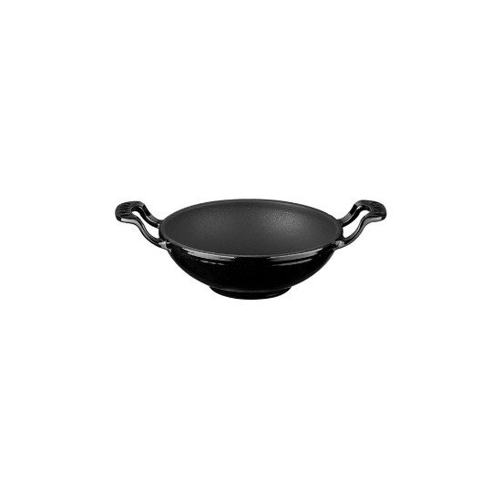 Kerek wok, 16 cm, öntöttvas, fekete - láva