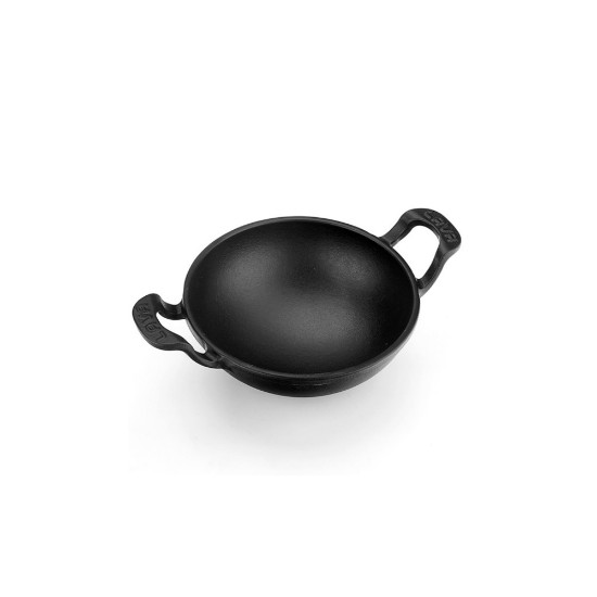Kerek wok, 16 cm, öntöttvas, fekete - láva