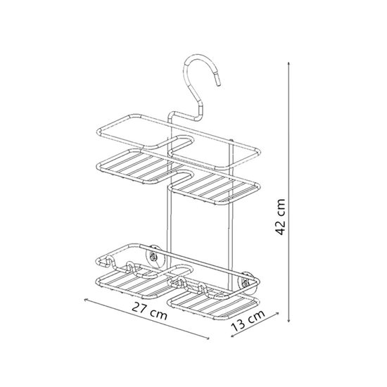 Tekno Tel - 13 x 27 x 42 cm - es 2 szintes fürdőszoba állvány függőrendszerrel