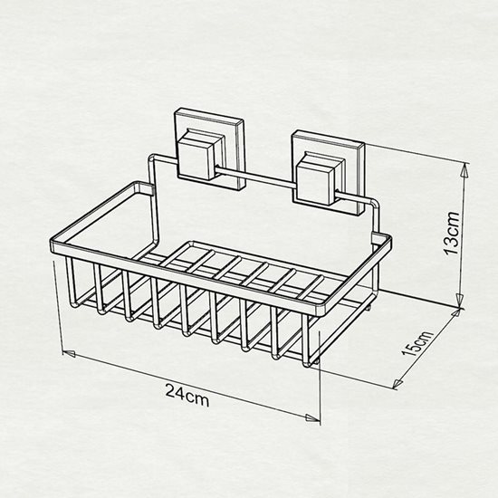 Öntapadó fürdőszobai polc, 15 x 24 x 14 - Tekno-tel