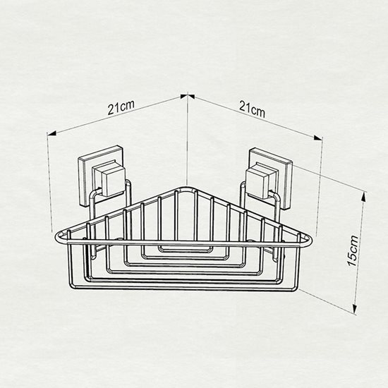 Tekno Tel - 21 x 21 x 15 cm - es öntapadós fürdőszoba polc