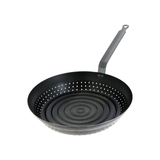 Gesztenye Pan 28 cm, Kék Acél, "Outdoor" - de Buyer