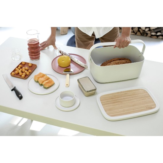 Brabantia ~ 25,5 x 39,5 cm-es világosszürke - Kenyértároló doboz bambusz fedővel