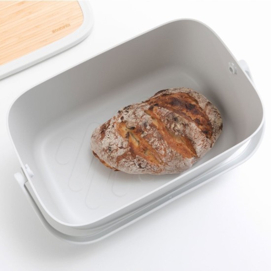 Brabantia ~ 25,5 x 39,5 cm-es világosszürke - Kenyértároló doboz bambusz fedővel