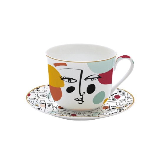 Porcelán csésze és csészealj, 400 ml, "Modernizmus" - Easy Life