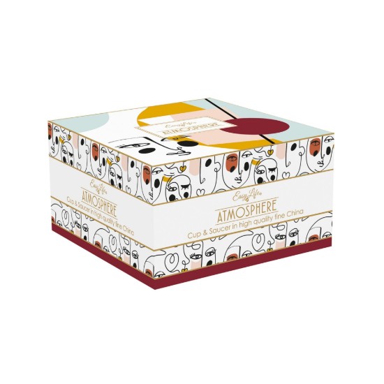 Porcelán csésze és csészealj, 400 ml, "Modernizmus" - Easy Life