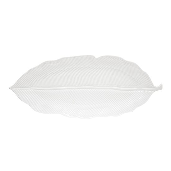 Nuova R2S - 39 x 16 cm "Fehér levelek" porcelán tálca