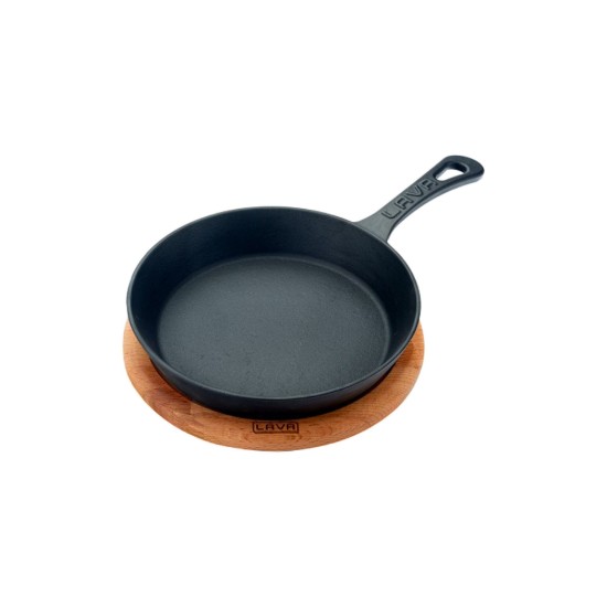 Öntöttvas serpenyő, 20 cm, faállvánnyal - LAVA márka