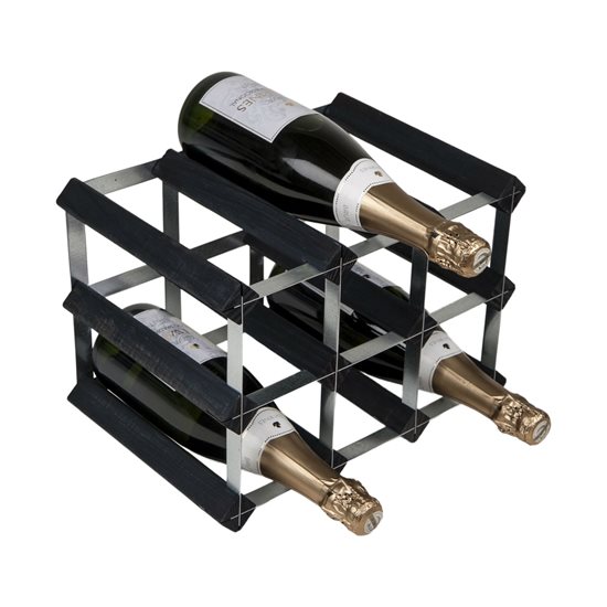 RTA – Black Ash (Fekete Kőris színű) fenyőfa borospolc; 9 üveg bor tárolásához 