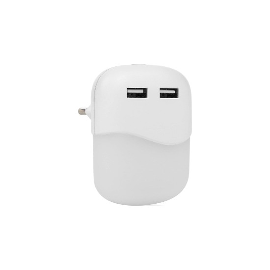 LED éjszakai lámpa 2 USB porttal, 0,3 W - Smartware