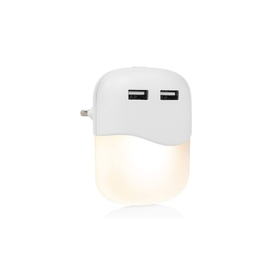 LED éjszakai lámpa 2 USB porttal, 0,3 W - Smartware