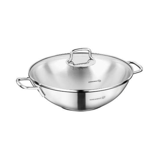 Wok serpenyő, fedővel, rozsdamentes acél, 28 cm / 3,3 l, "PERLA" - Korkmaz