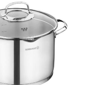 Mély lábas fedővel, rozsdamentes acél,  24cm/7L, "Steama" - Korkmaz