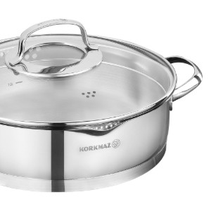 Sauté serpenyő, rozsdamentes, fedővel, 24cm / 3L, "Steama" - Korkmaz
