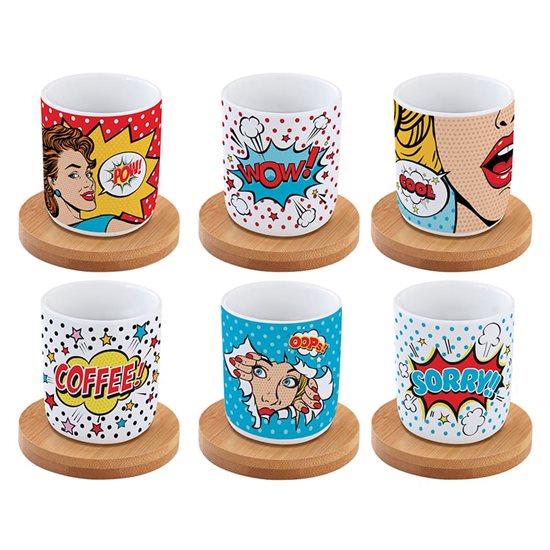 6 db "Pop Art" csésze készlet csészealjjal, porcelán, 70 ml - Nuova R2S