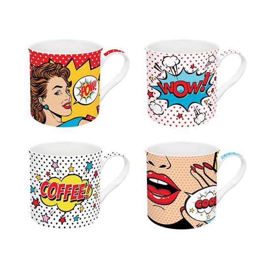 4 db porcelán "Pop Art" bögre készlet, 300 ml - Nuova R2S