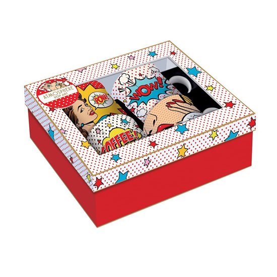 4 db porcelán "Pop Art" bögre készlet, 300 ml - Nuova R2S