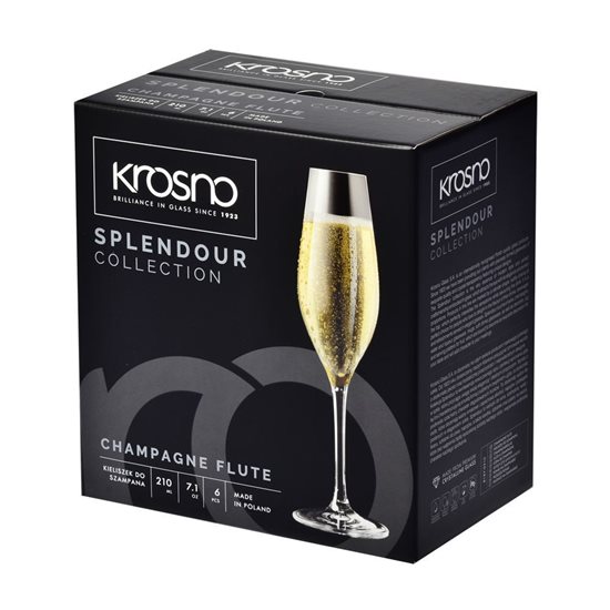 6 db-os pezsgőspohár készlet, kristályüveg, 210ml, "Splendour" - Krosno