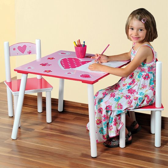 Asztal gyerekeknek, 2 székkel, MDF - Kesper