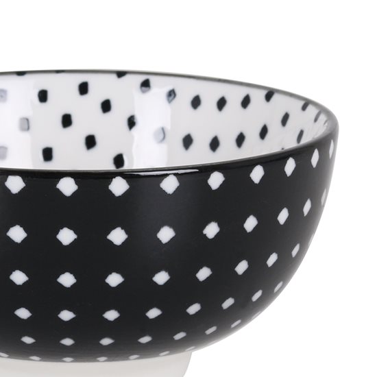 Japán tál porcelánból, 11cm, "Hana", Black/White - La Mediterranea